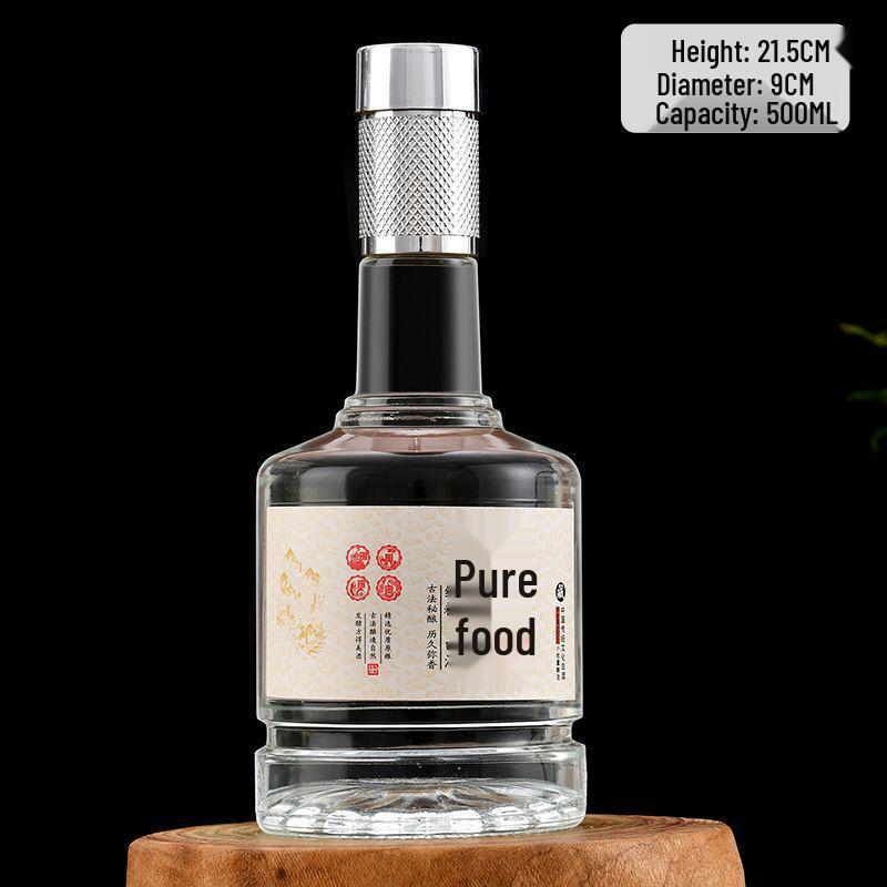 500ml Thickened Creative Glass Wine Bottle Set - Refillable Baijiu Bottle with Packaging