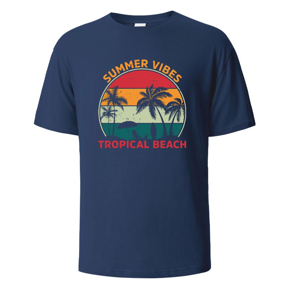 SummerVibes Printing Mens Tshirt Casual Breathable Tshirts 100Cotton Funny Tops Street Oversized TShirts For Men Women Oneck