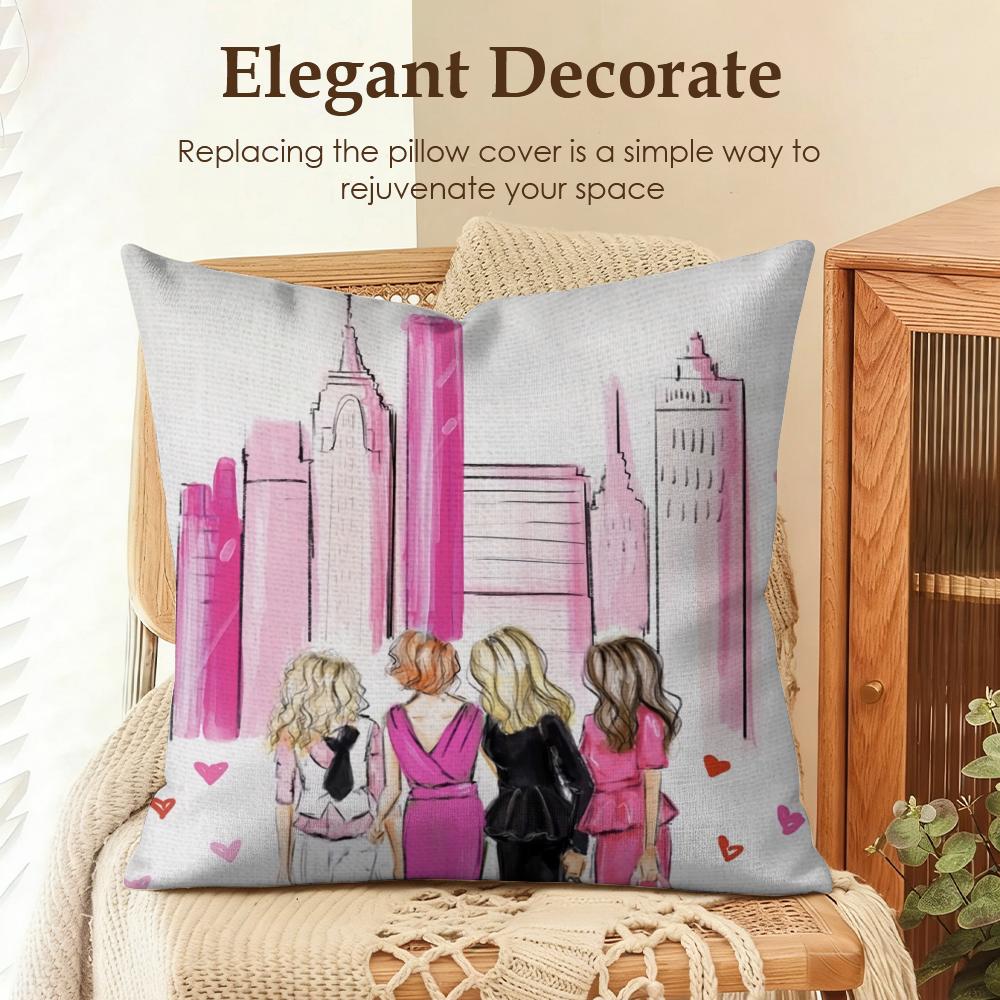 TV SSex and the City Cushion Cover Natural Linen Organic Fabric DoubleSided Printing Sofa Home Decor Gift Pillow Case