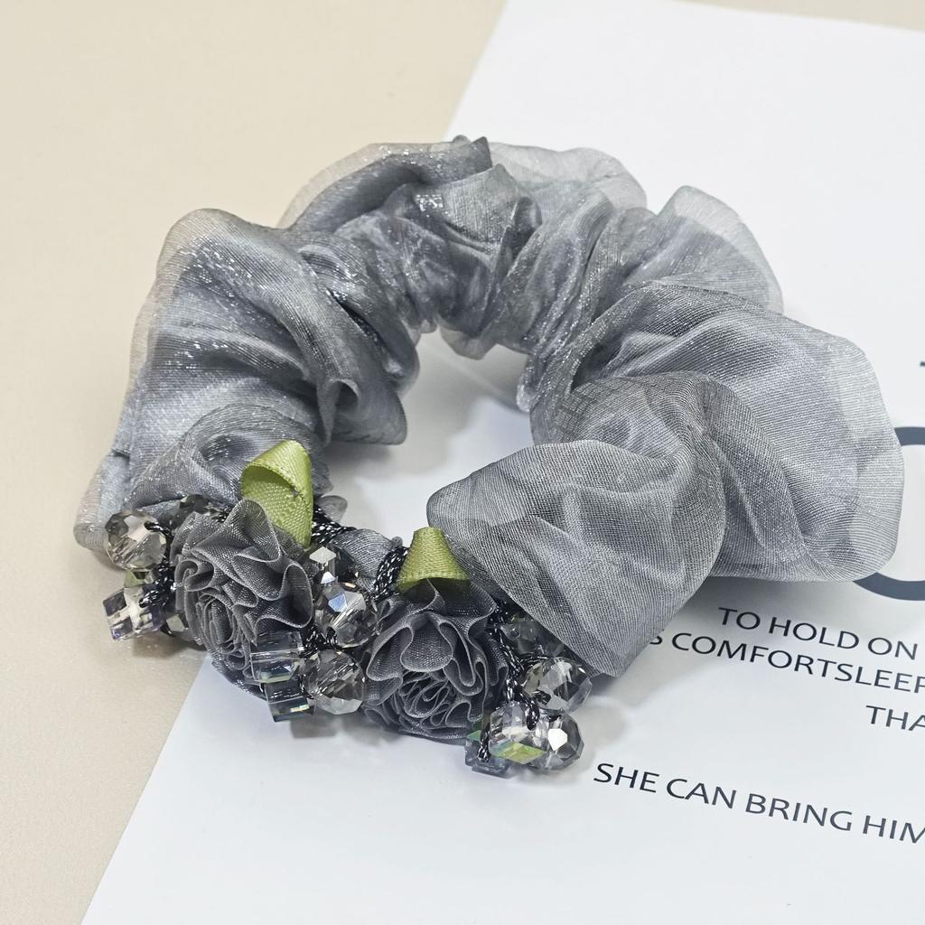 Blumen-Stirnband Organza Haarband Damen High-End Sinn Leichter Luxus Stil Dickdarmring Temperament Hochelastisches Gummiband Kopfblume