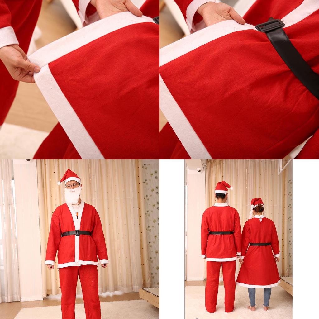 Christmas Costume For Men 5-piece Santa Claus Outfit Set