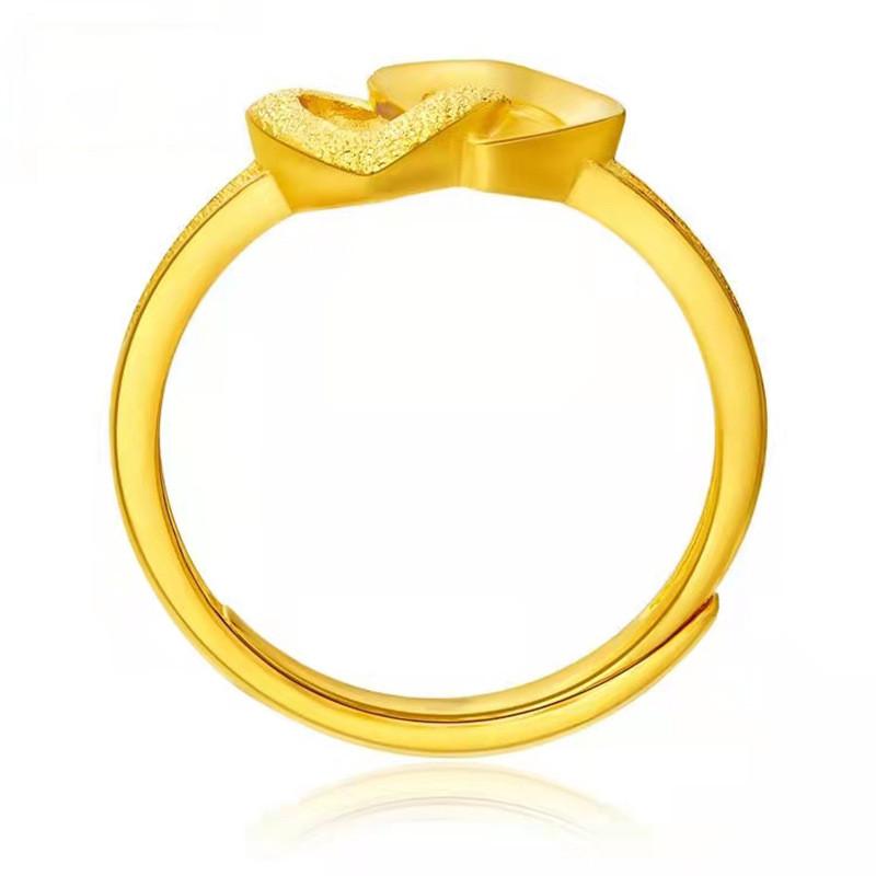 Heart Goldplated Fashionable Ring With Adjustable Fit Captivating Double Heart Design For Women