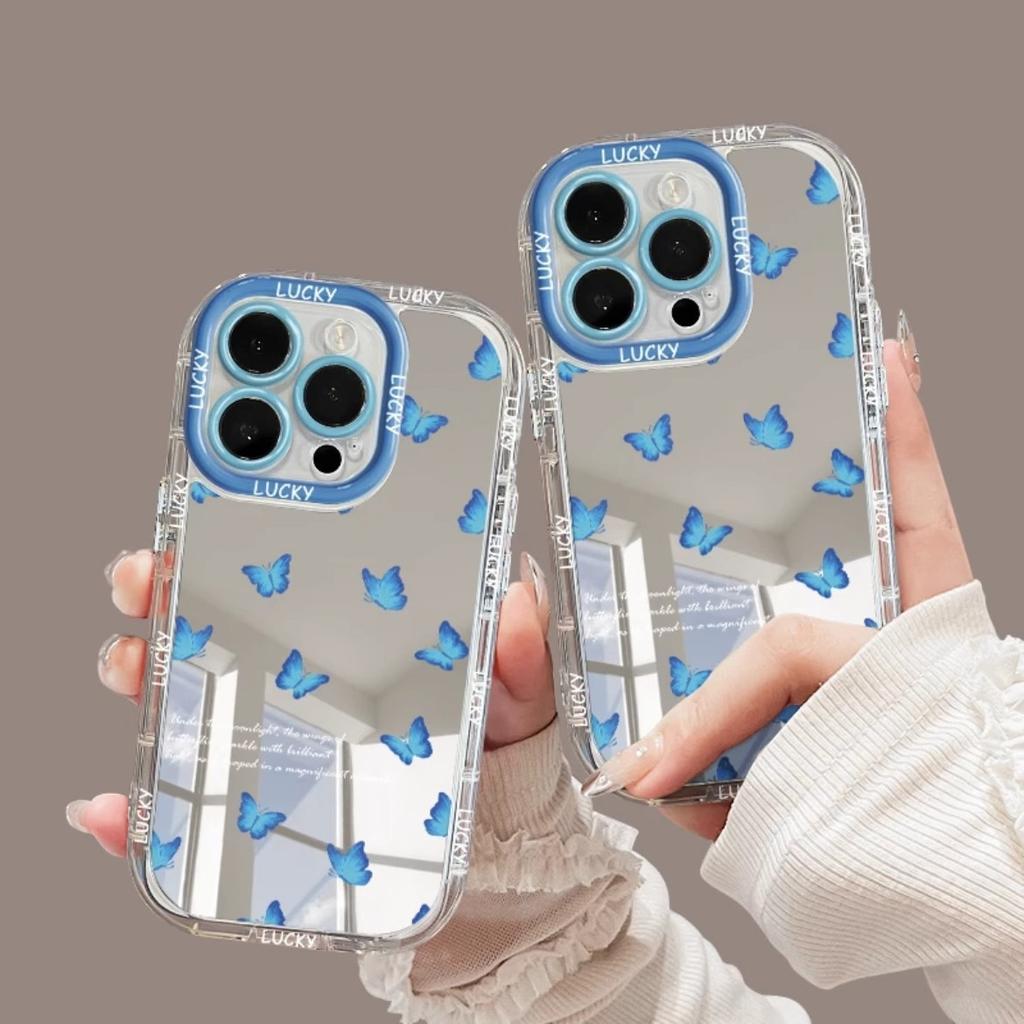 Ins Full Screen Butterfly Suitable for IPhone16pro Mobile Phone Case Apple 15 Mirror Cream 14/13 Anti-fall 11