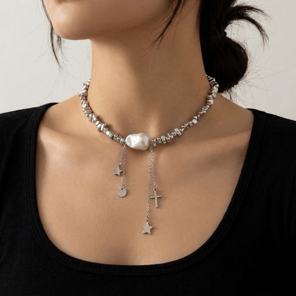 Boho Love Heart Choker Geometric Clavicle Chain Simple Bead Necklace  Girl