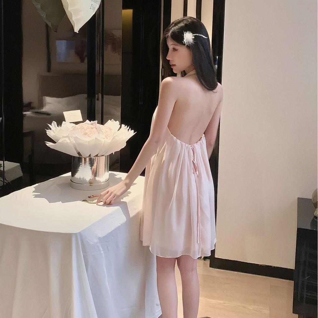 Pure Desire Backless Sleep Dress Women Summer Thin Satin Nightwear With Vneck For Home