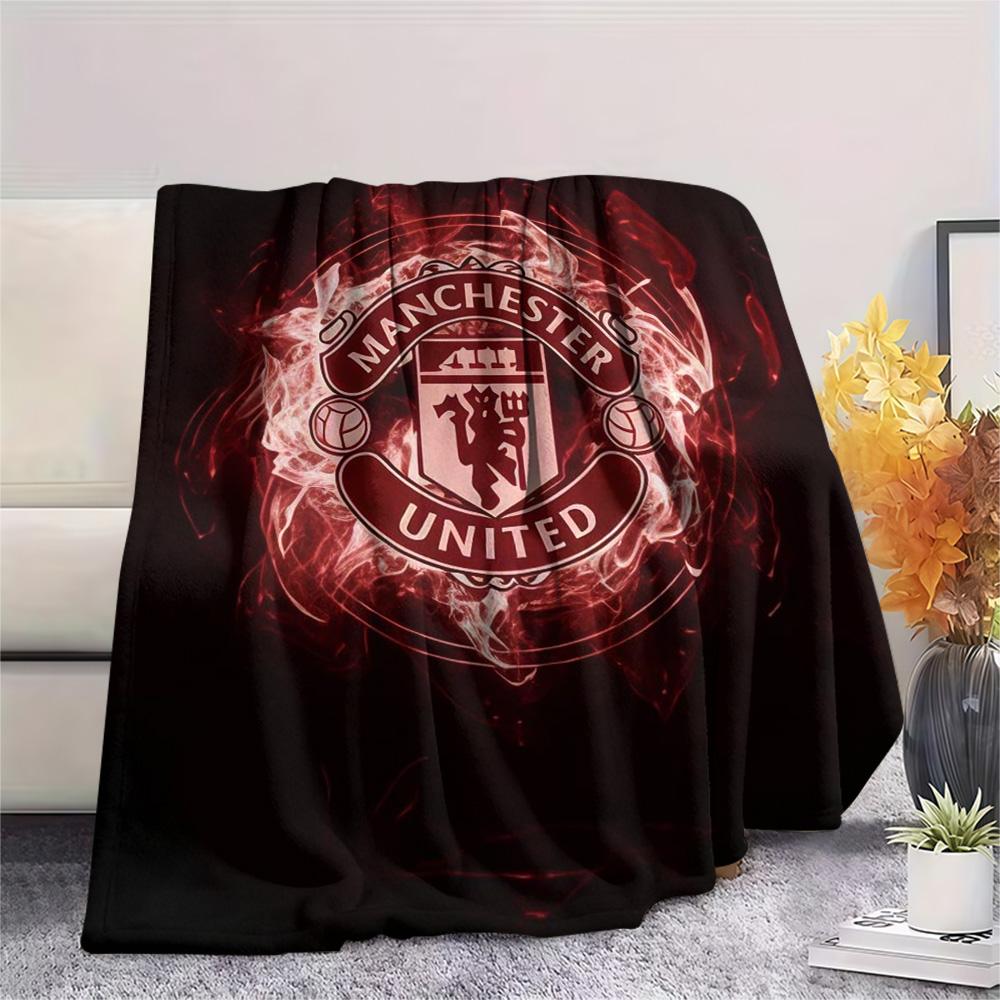 Koc Flanelowy z Nadrukiem Man Utd, Wysokiej jakości, Wygodny na Wszystkie Pory Roku, Wystrój Domu, Ciepło i Komfort