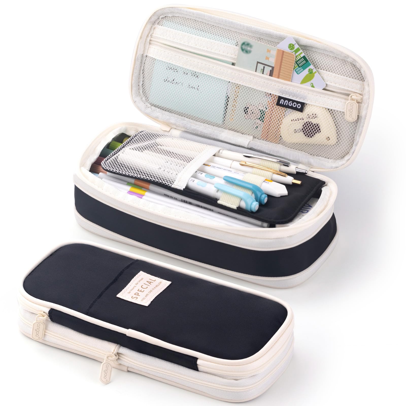 

ANGOOBABY Large Capacity Pencil Pencil Case for and Small Item Suitable for Junior High and College Boys and Office and Working Black Case, чёрный