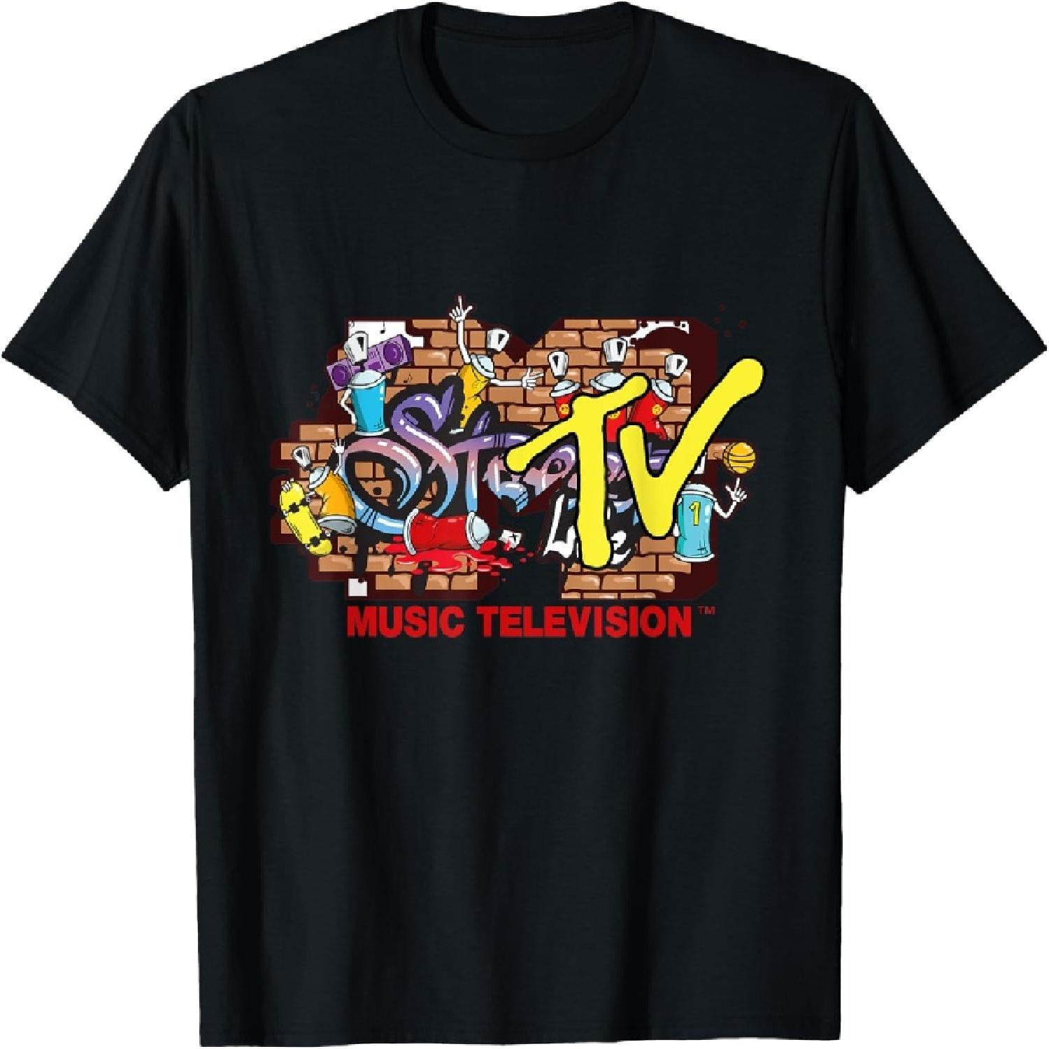 Mademark x MTV - The official MTV Logo in streetwear style with graffiti wall T-Shirt S