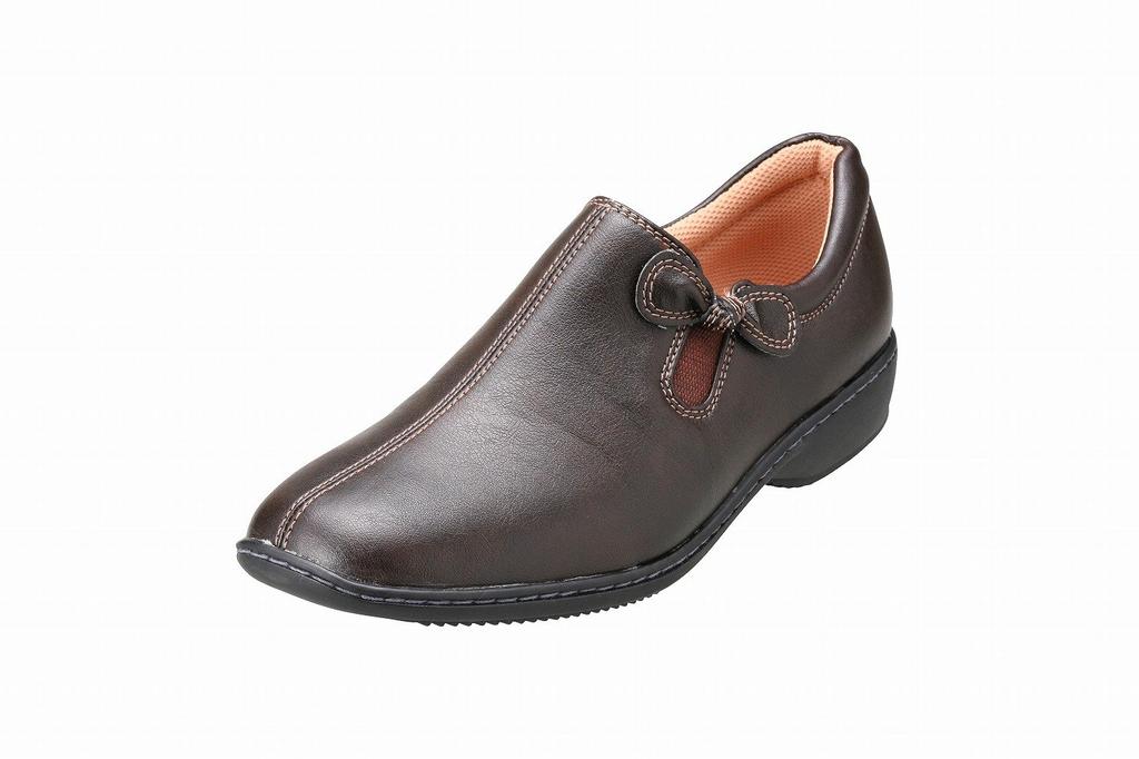 Zapatos Pansy 4440 3E con Talla Bonita Marrón Oscuro Zapatos Slip-On de Mujer con Lazo, Amortiguación, 23.0cm,