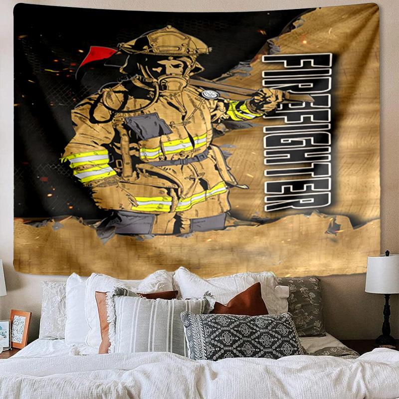 Firefighter In Action Tapestry Room Decoration Wall Hanging for Living Room Bedroom, dormitory, Birthday and Christmas gifts