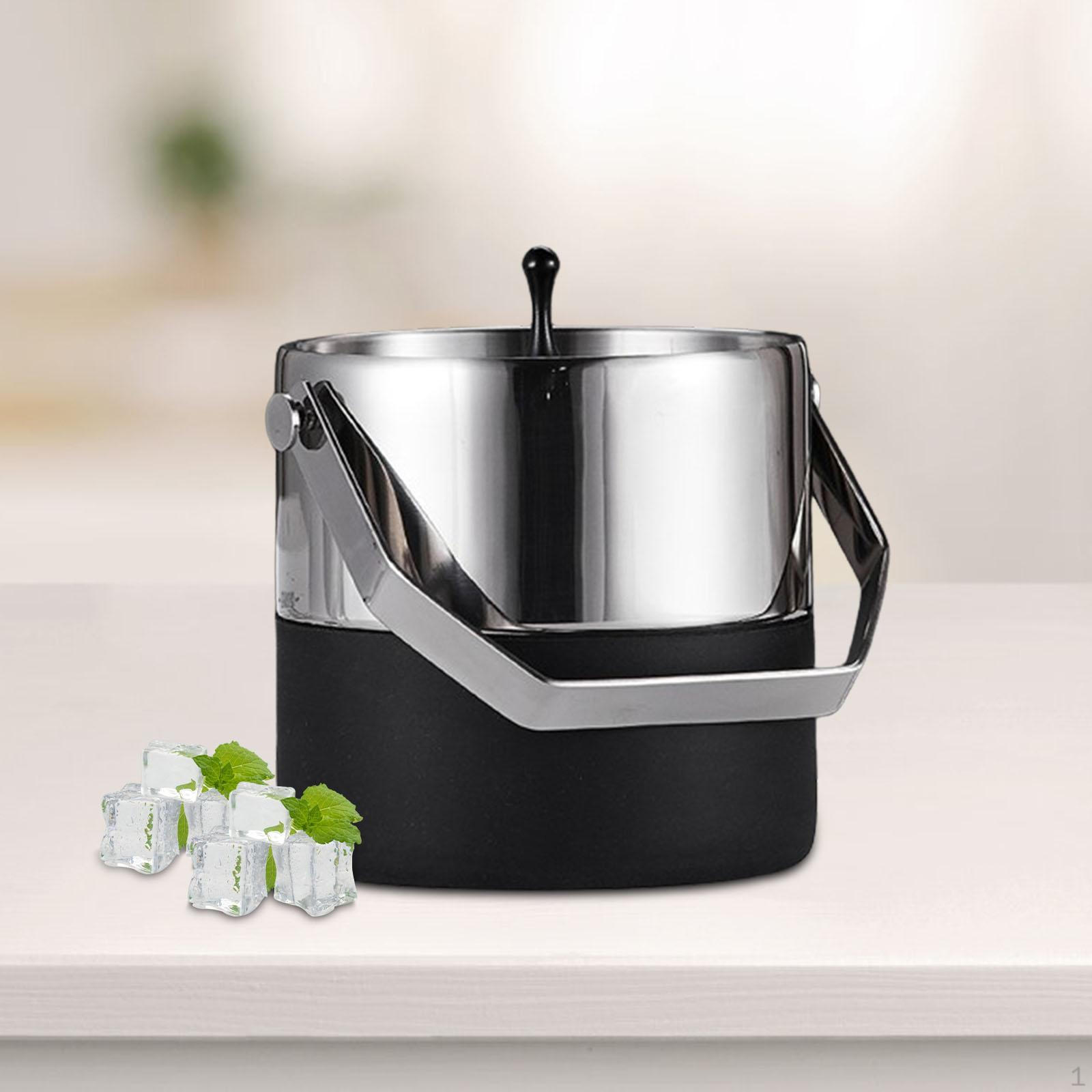 

Ведро для льда с двойной стенкой и изоляцией с крышкой и ручкой Многофункциональный охладитель вина для дома 13.8cmx13.5cm