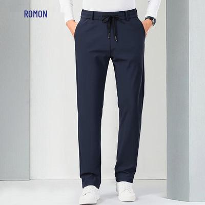 Lomon Men's Elastic Waist Anti-Wrinkle Straight-Leg Casual Pants