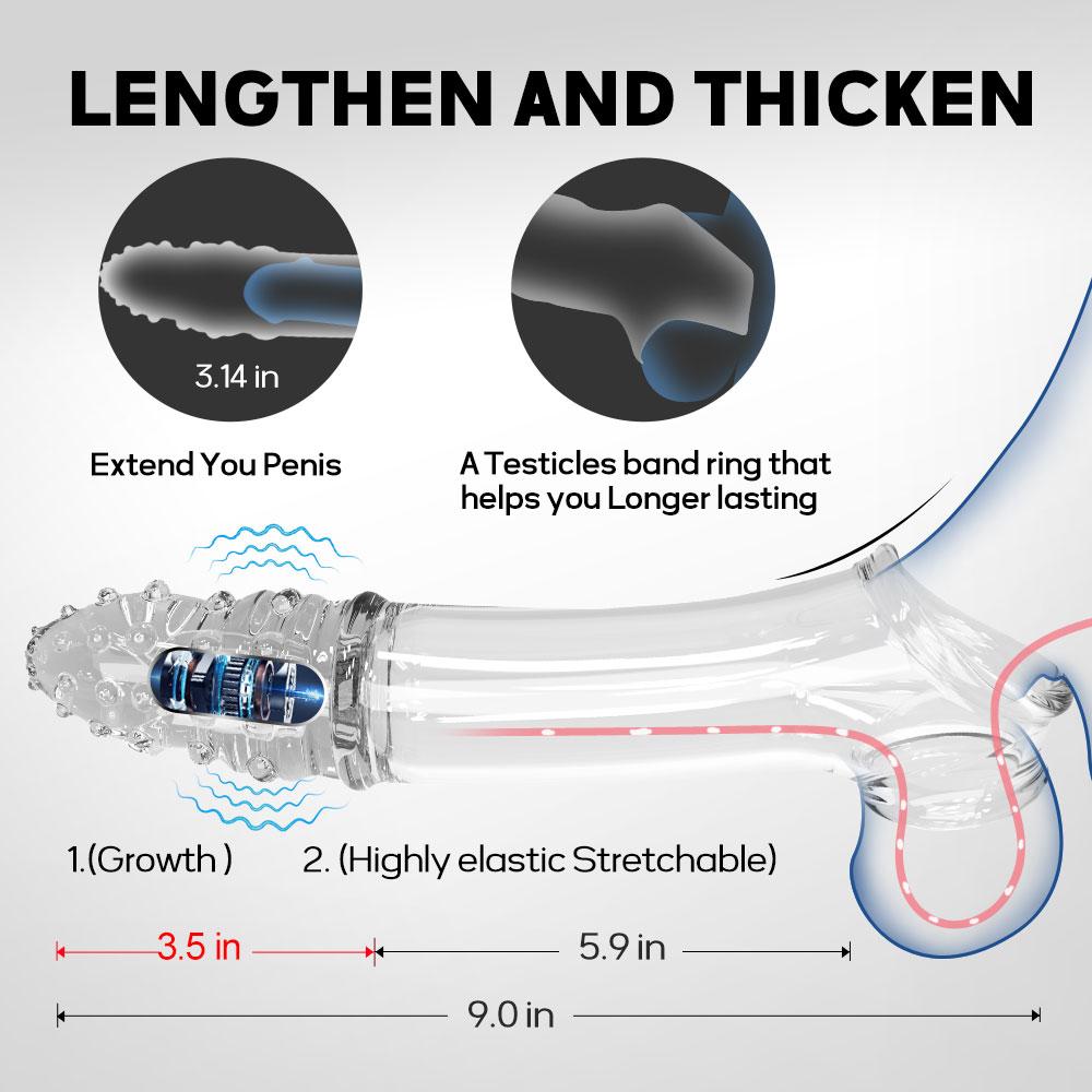 Reusable Condom Penis Extension Sleeve Delay Ejaculation Cock Cover Penis Extender Vibrator Sex Toys For Men Adults Products