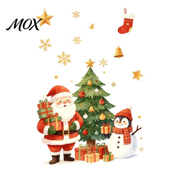 Indoor Outdoor Holiday Accents Cartoon Christmas Window Sticker, Removable Santa Snowman Tree Decal, Waterproof Festival Atmosphere Decor Static Cling
