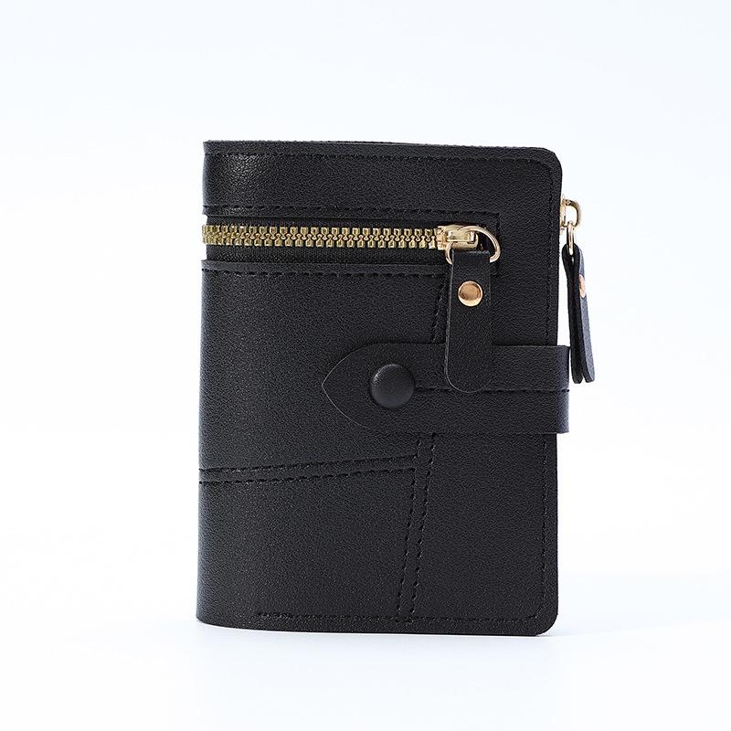 

Однотонный кошелек, короткий держатель для карт, роскошный дизайнерский однотонный клатч, ультратонкий кожаный кошелек для женщин чёрный