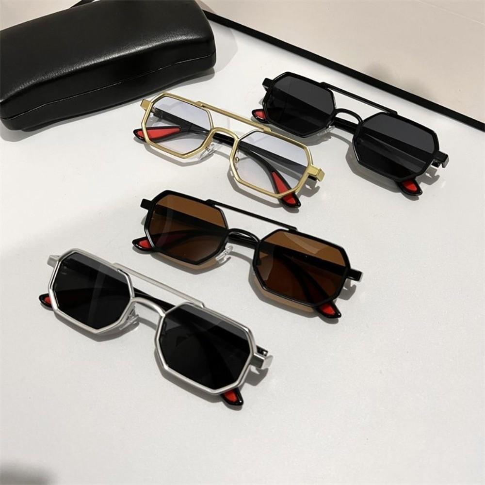 Gradient Unisex Polarized Sunglasses Indian Style Anti-UV Glasses Double-bar Square Sunnies  Party