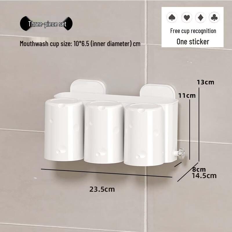 YIXI Wall-Mounted Glass Toothbrush & Cup Holder (2-Pack)