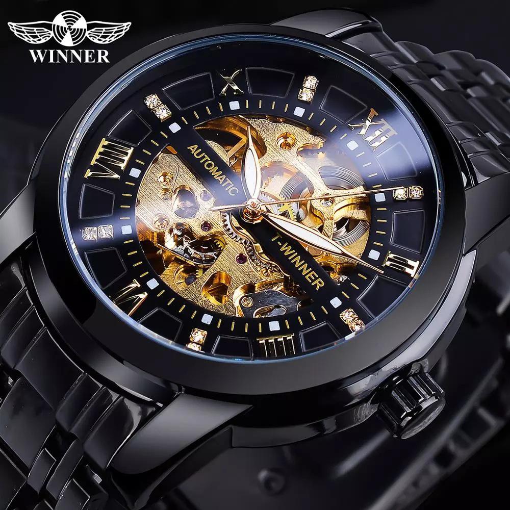 

WINNER Men s Full Automatic Waterproof Steel Band Mechanical Watch