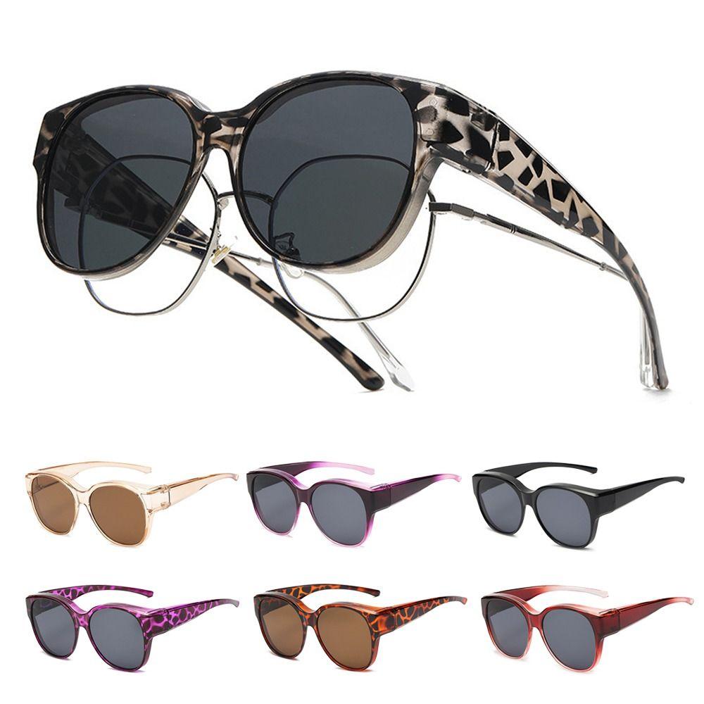 Summer UV Protection Driving Sunglasses Round Frame Retro Fit Over Sunglasses Y2K Black Shades for Women Men