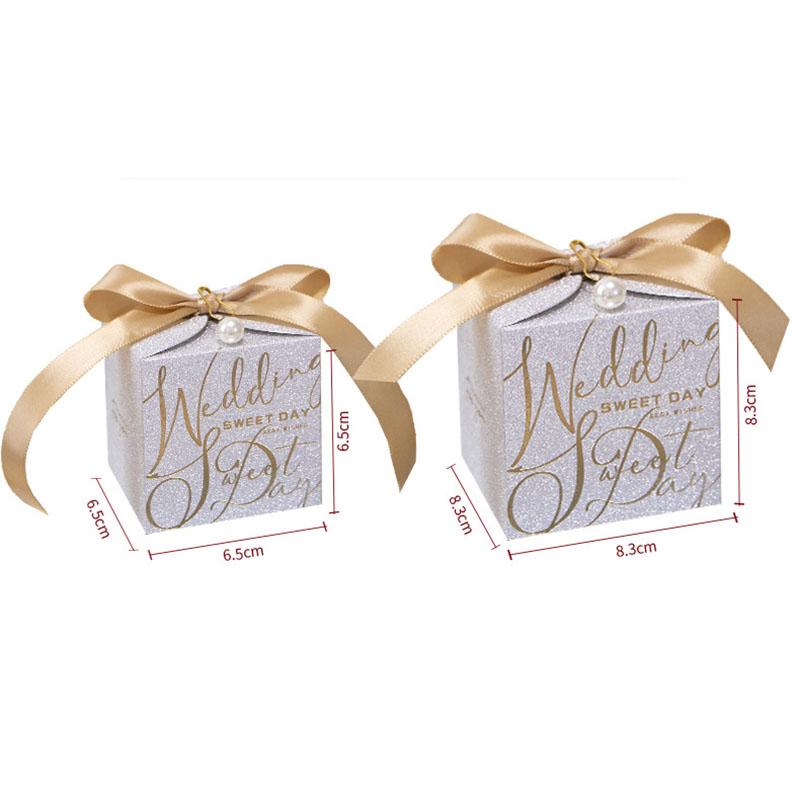 5/10Pcs Wedding Favors Boxes Candy Gift Boxes with Creative Ribbon Rectangle Paper Sweets Box for Engagement Party Anniverary