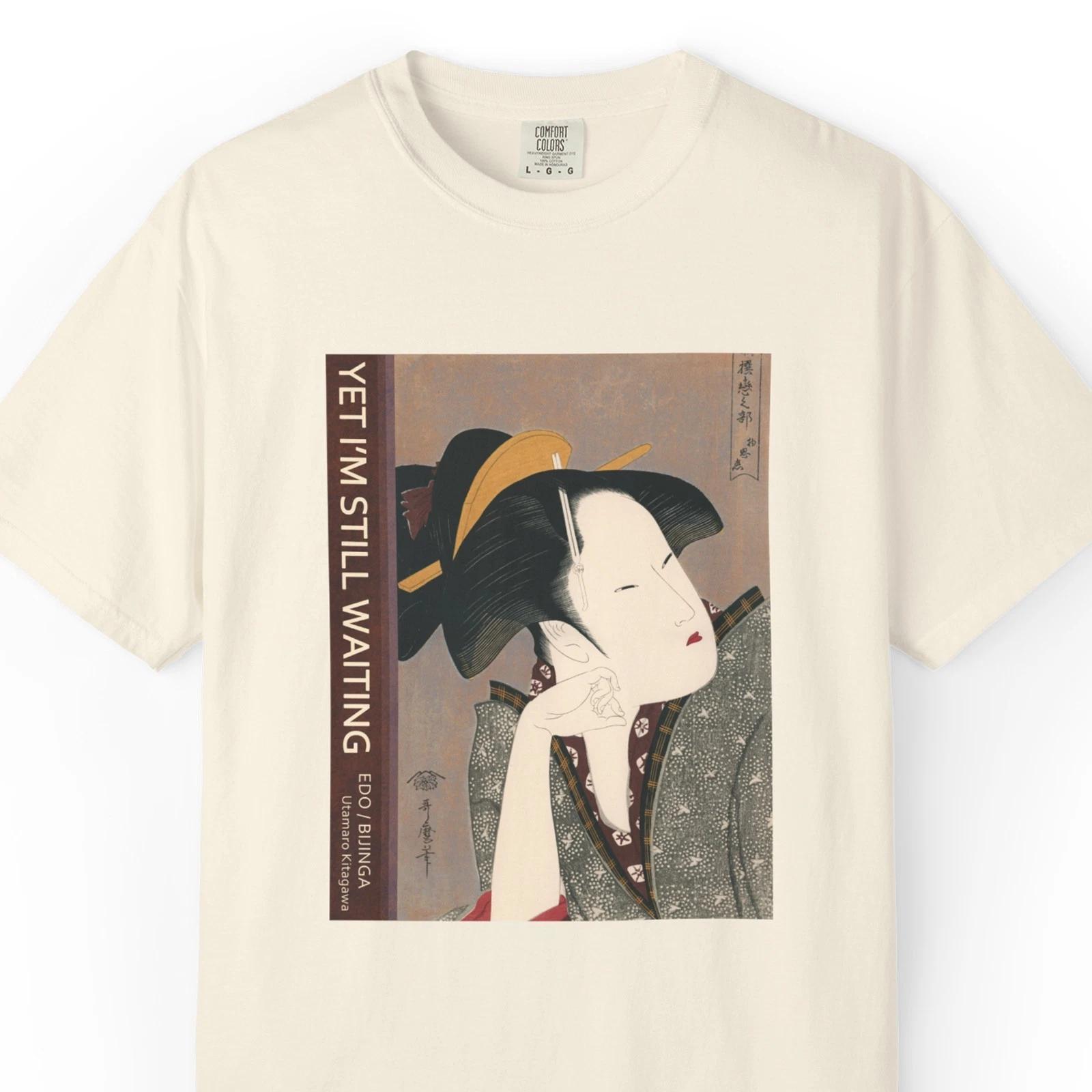 Utamaro Japanese Art T-Shirt Waiting Geisha Kimono Ukiyo-e Vintage Aesthetic Tee S