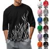 Camiseta de moda informal con cuello redondo y manga tres cuartos para hombre