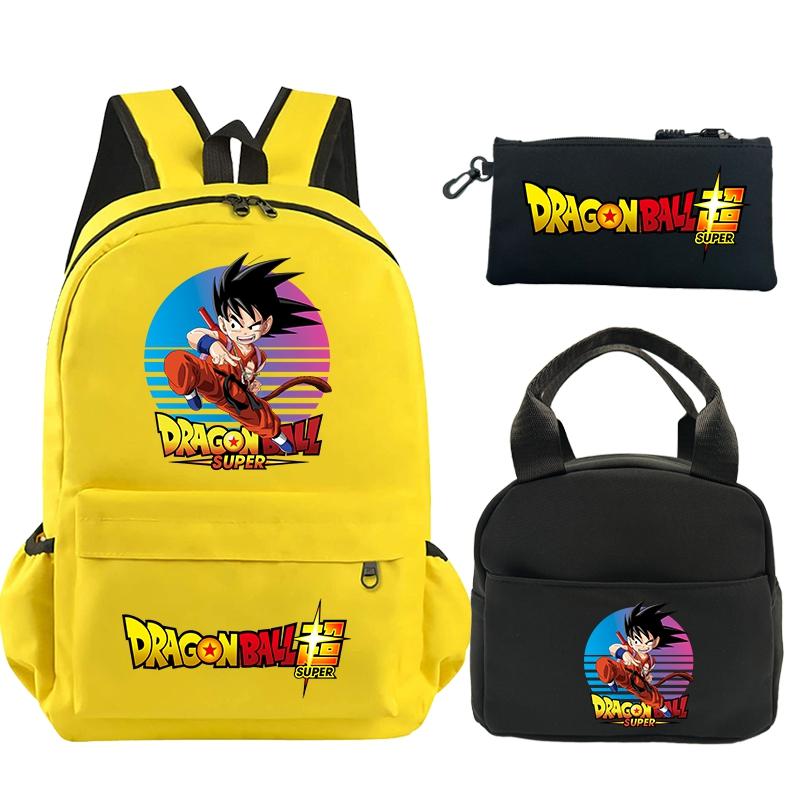 3 шт./компл. рюкзак с принтом Dragon Ball, сумка для обеда, пенал для подростков, детский школьный рюкзак для девочек и мальчиков