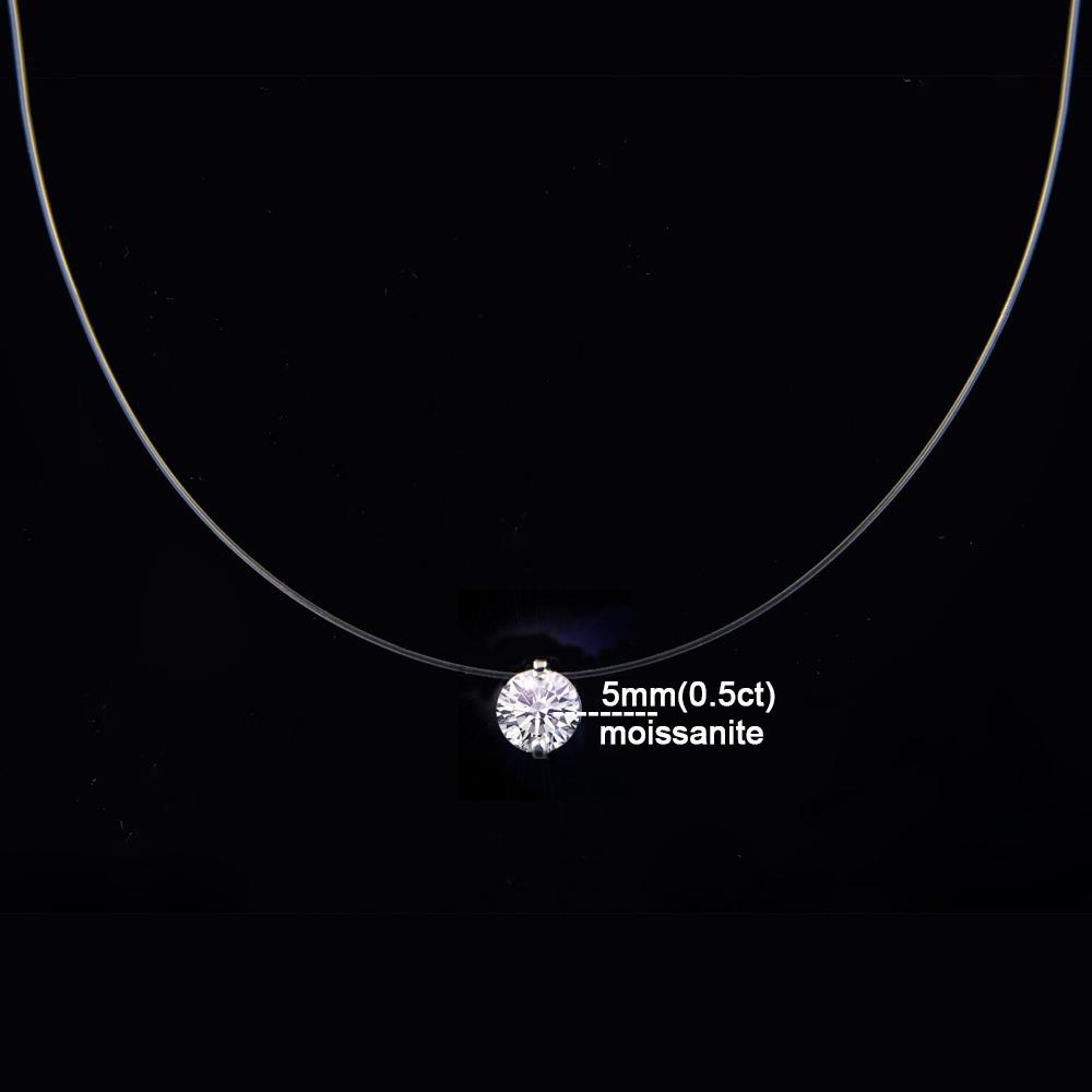 

D VVS1 0.5-5 Carat Moissanite Pendant Necklace For Women 925 Silver Transparent Fishing Line Chain Party Jewelry GRA