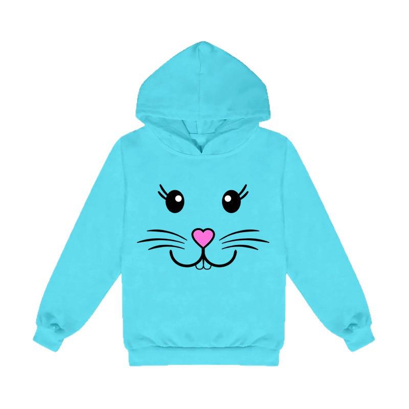 Cartoon-Hase Unisex Kinder Fleece-Kapuzenpullover - Frühjahrs- & Herbstkollektion