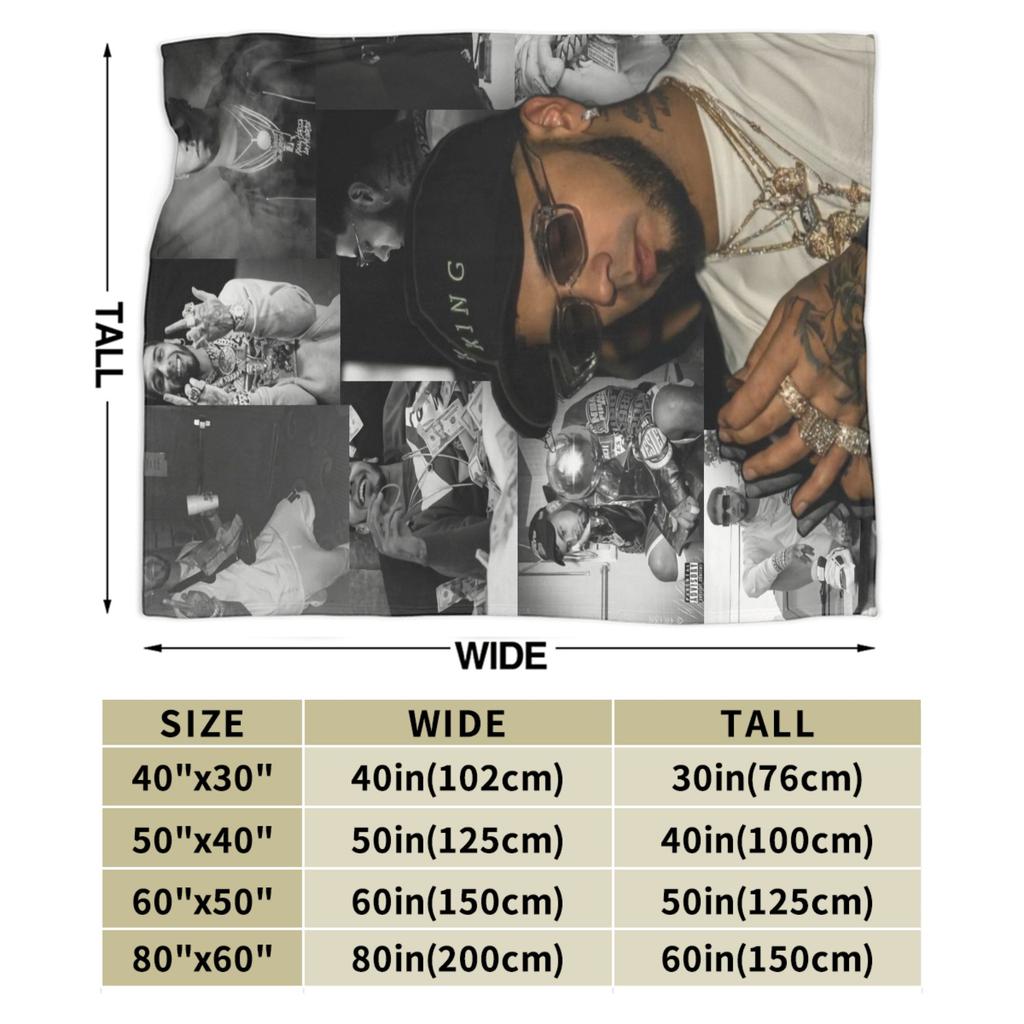 Anuel AA Rapper Blanket Super Warm Graphic Plush Throw Blanket For Couch Bed Airplane Travel Flannel Bedspread Bed Cover