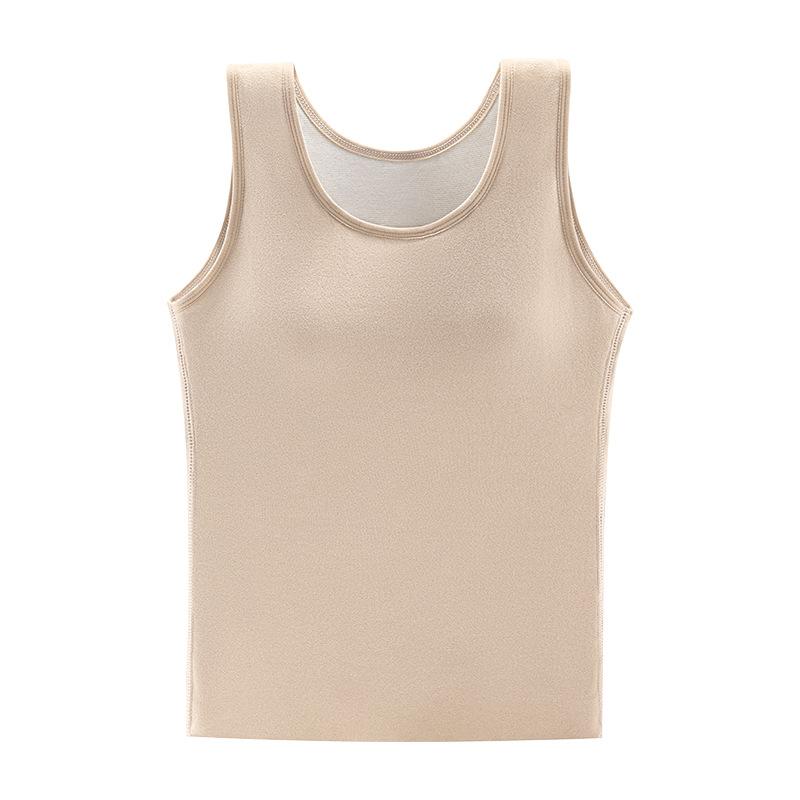 Cashmere Silk Thermal Vest In Large Size with Chest Cushion German Velvet Thermal Underwear Can Be Worn Outside Autumn and Winter Base Coat for Women