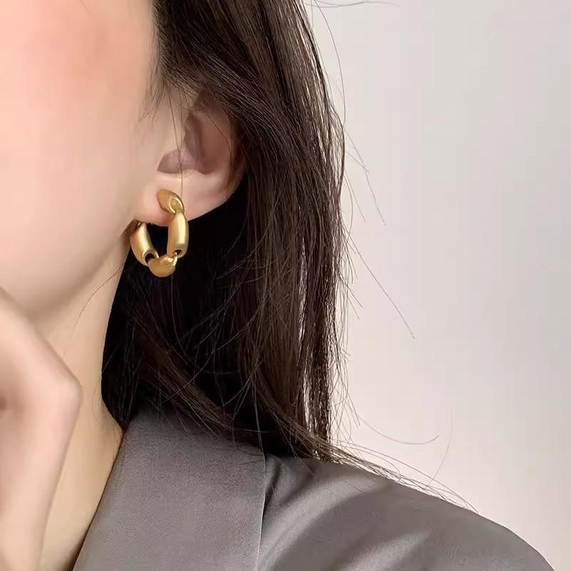 ANENJERY Geometric Irregular Chain Hoop Earrings Women's Temperament Versatile Simple Unique Party Jewelry Gifts