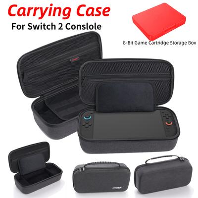 Portable Oxford Carrying Case with 8-Bit Game Cartridge Storage Box Anti-Scratch Protective Travel Bag for Switch 2 Game Console
