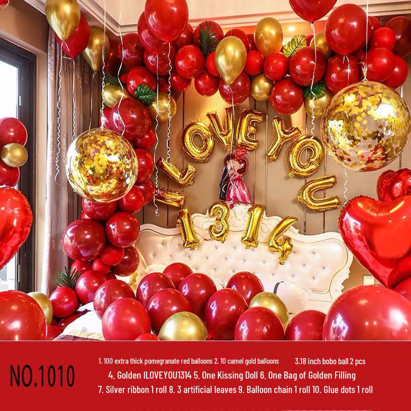 Ruby Red Pomegranate Wedding Balloons Set