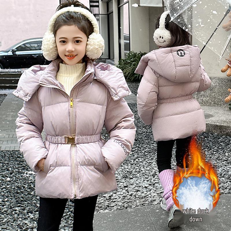 

Девичья куртка приталенного силуэта на белом утином пуху, зимний стиль 2024 170 cm