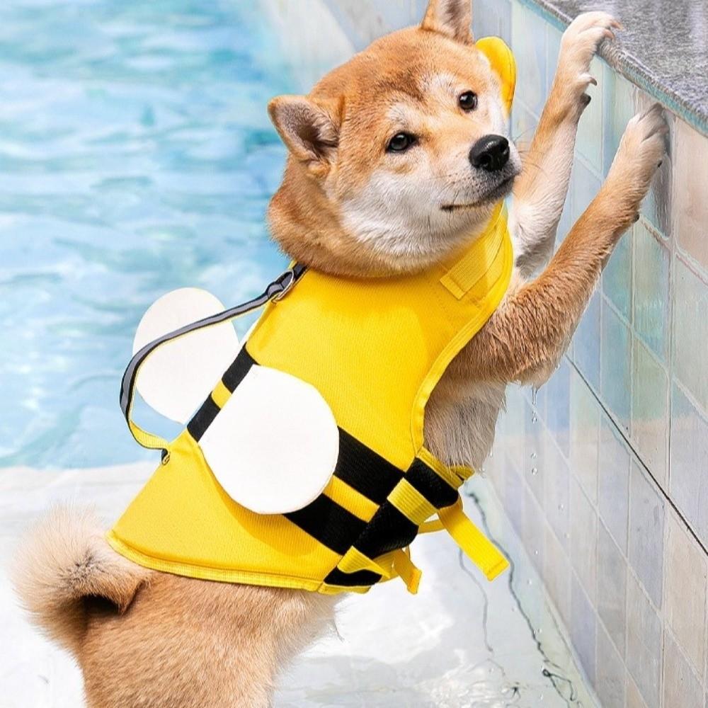 Adjustable Dog Life Jacket Cartoon Dog Swimming Suit Pet Life Vest Dog Surfing Clothes  Pool Party