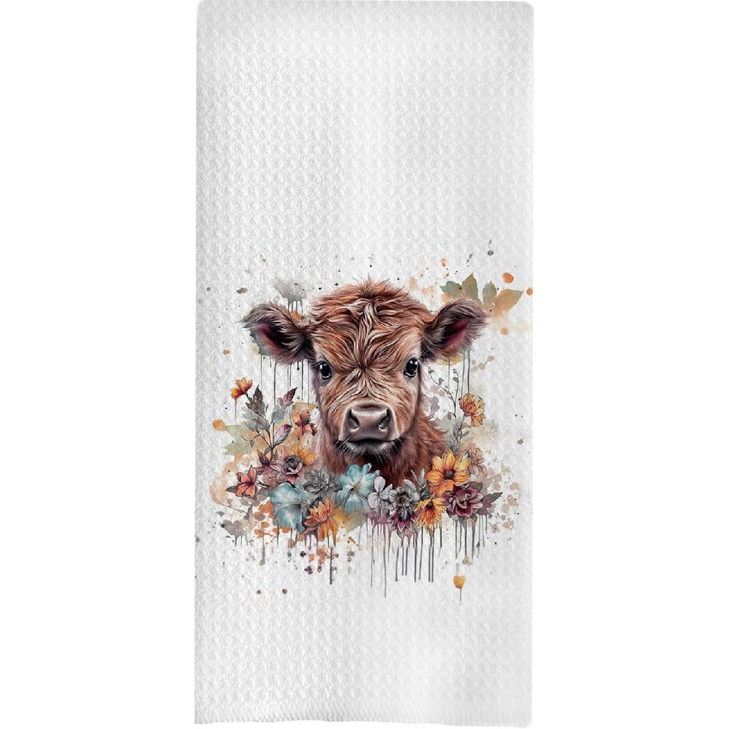 Highland Cow Bathroom Kitchen Towels - Hello Sweet Cheeks Western Bathroom Kitchen Decor,Farmhouse Western Cow Decorative Hand Towels 16x24, Funny