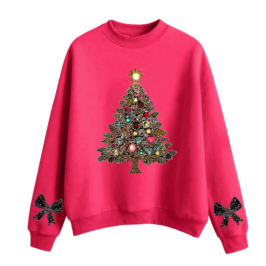 Women's Fashion Casual Round Neck Long Sleeve Christmas Printed Sweatshirt