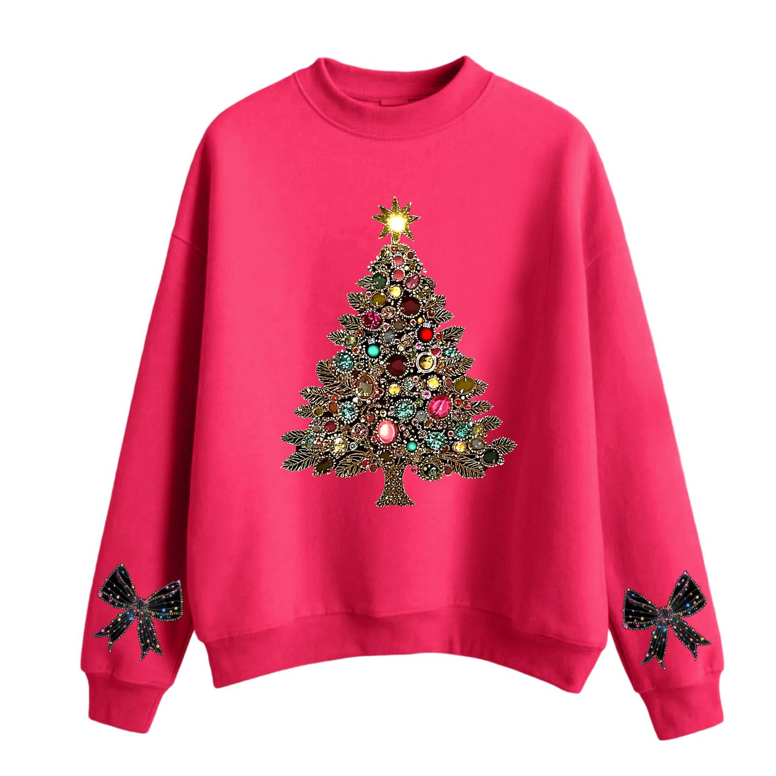 

Женский модный повседневный свитшот с круглым вырезом и длинными рукавами с рождественским принтом XXL