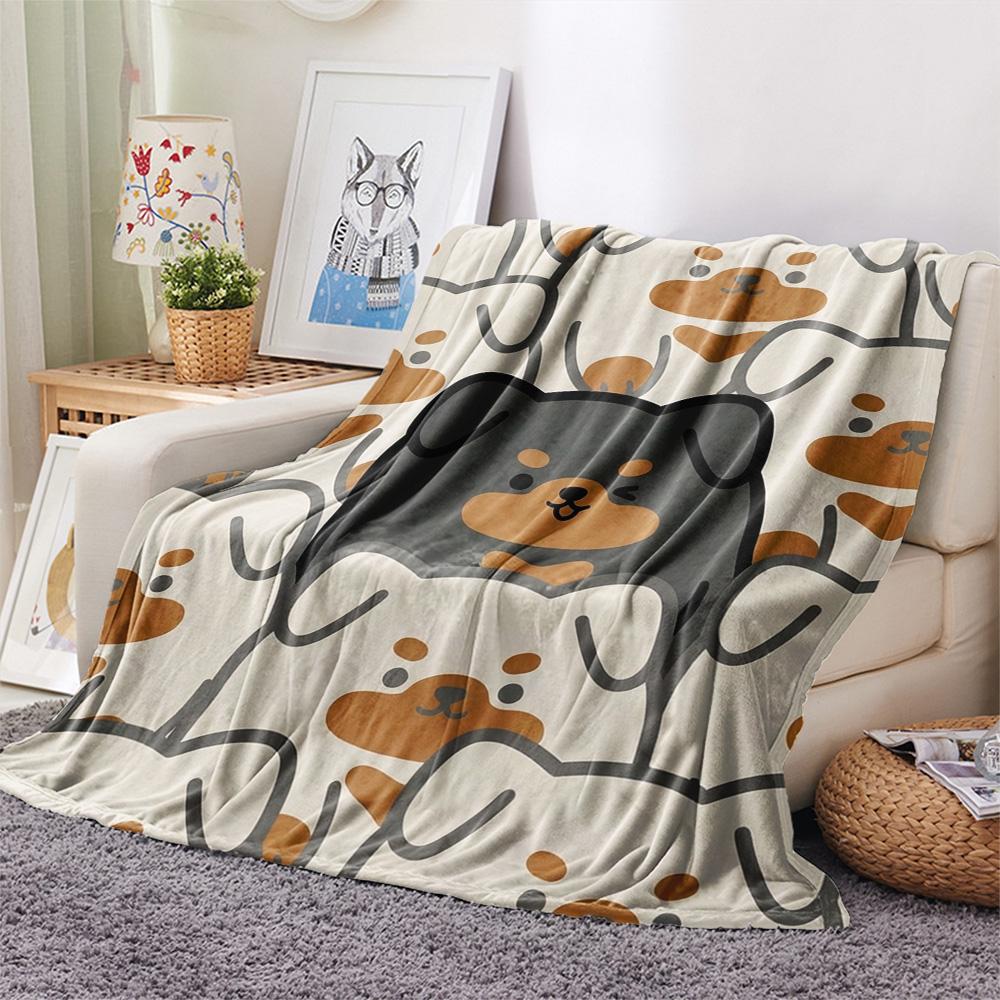 

1Pc Rottweiler Print Flannel Blanket, High quality Comfortable for All Seasons, Home Decor, Warmth and Comfort, Perfect for Christmas Gifts 80cm x 120cm
