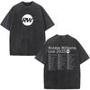 Vintage Washed Robbie Williams BRITPOP Tour 2026 Double Sided T Shirt Men's Women Clothing Fashion High Quality Cotton T-shirts