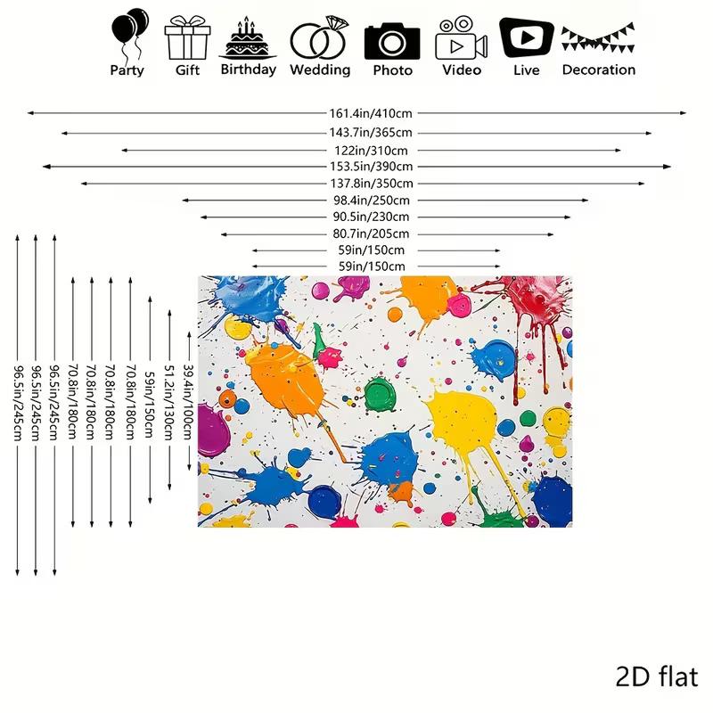 2D Flat Printed Colorful Paint Splash Background for Themed Events