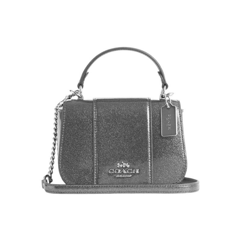 COACH handbag LYSA TOP HANDLE 21 Classic color matching detachable shoulder strap snap buckle PVC leather shoulder crossbody small size women s серый