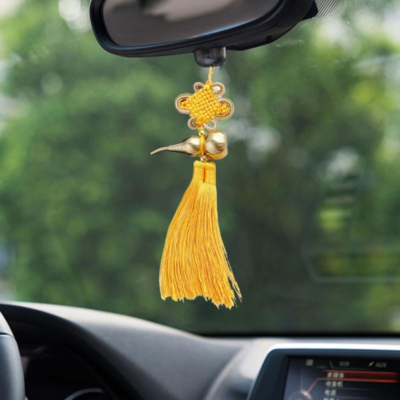 Copper Gourd and Chinese Knot Tassels Pendant Charm For Home Car Decors Amulet With Auspiciously Fengshuis Symbolism