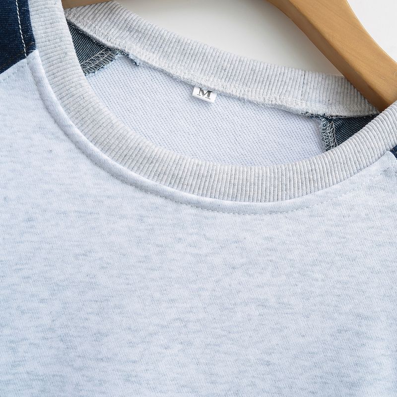 Kaslead New Arrival Women's Clothing Fashion Style Fashion Patchwork Denim Hoodie Casual Pants Suit