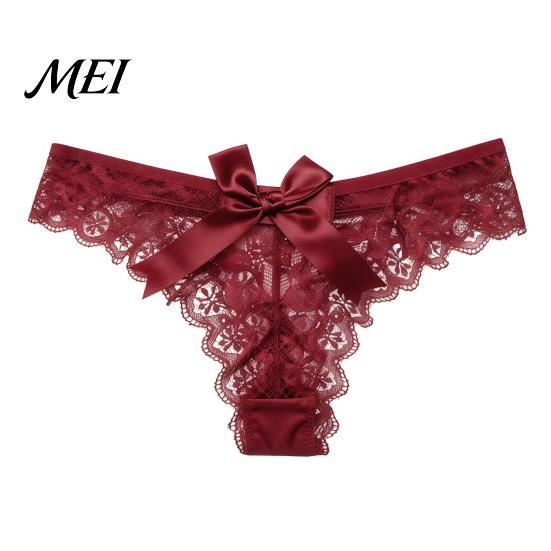 Stretch Fit Thong Panties Women's Sexy Sheer Lace Thong, Cheeky See Through Underwear, Skin-friendly High Waist T Back with Bow Women Underwear