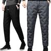 Erkekler sonbahar kış aşağı eşofman elastik kemer İpli kalınlaşmış polar astar pantolon cepler su geçirmez soğuğa dayanıklı uzun pantolon streetwear