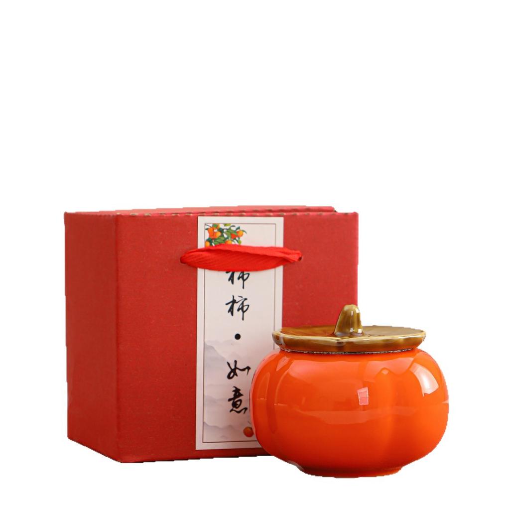 Persimmon Ruyi Ceramic Tea Can Sealed Candy Box Tea Cake Wedding Gift Box Company Opening Gift