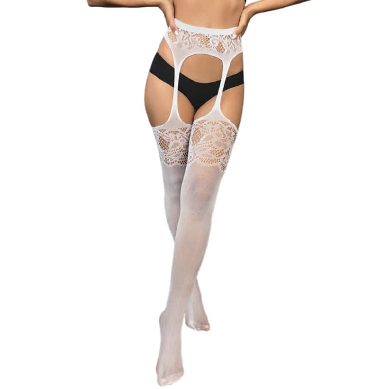 Ciorapi plasă dantelă ajurată XXXL Bottom Queen Mărimi mari ciorapi pantalon Lolita Fete Floral Alb Negru Jartieră cu suspensor Ciorap sexy Colanți pentru femei