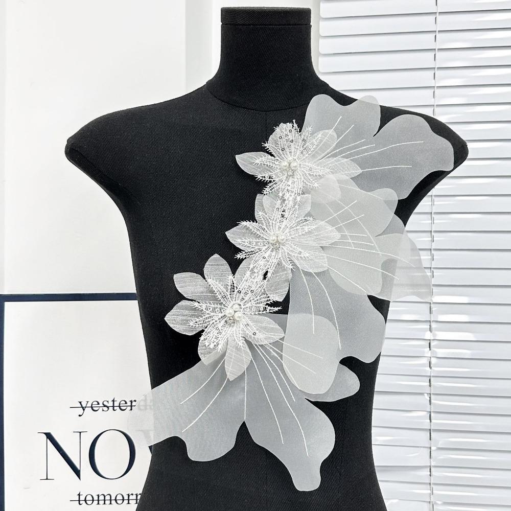 3D Dress Cloth Pin Multi-layer Embroidery Studded Patch New Organza Flower Patch  Corsage Accessory